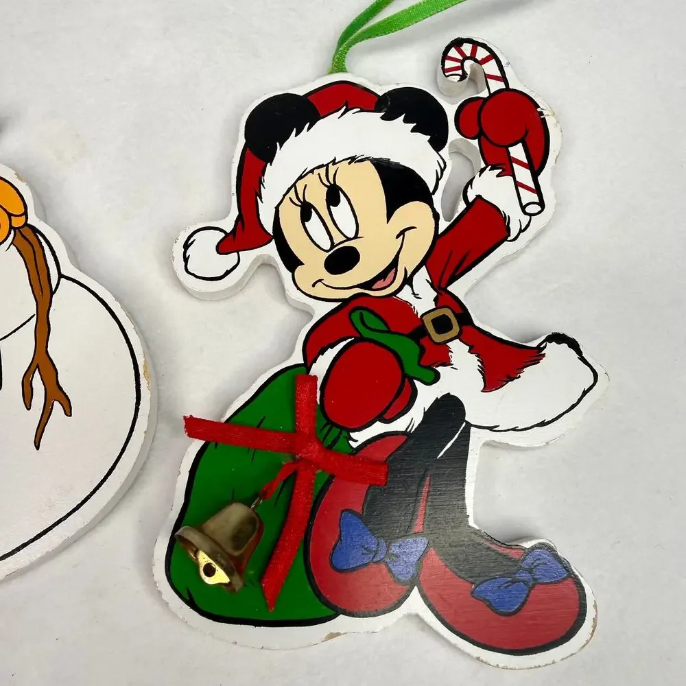 Two Vintage Wooden Disney Christmas Ornaments